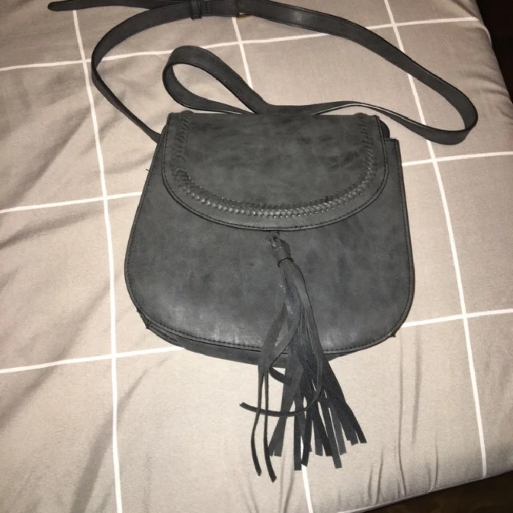 Gray suede purse